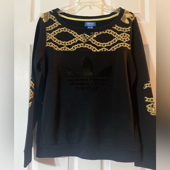 Adidas Black Sweatshirt with Gold Chain Design - Picture 1 of 5